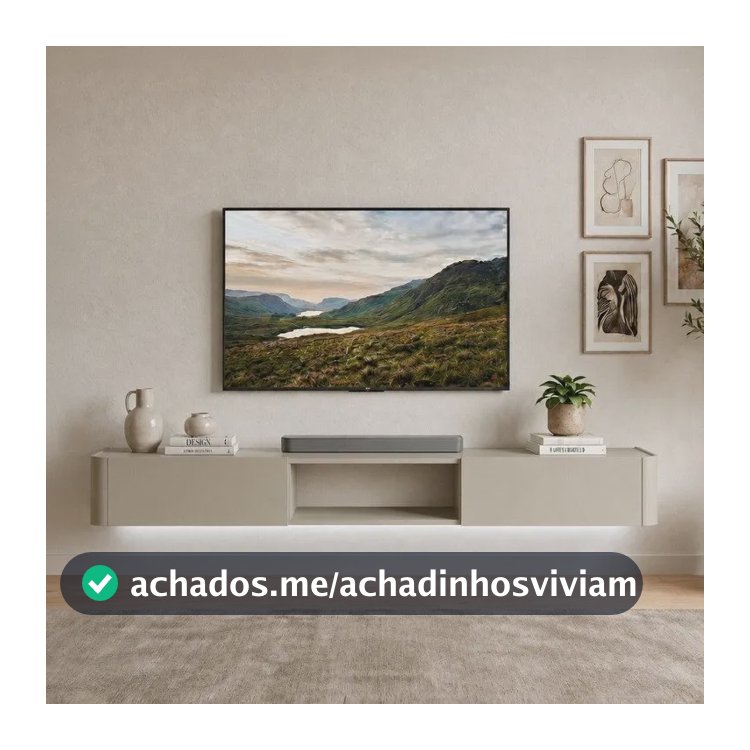 Rack Suspenso Para Tv Ate 75 Polegadas 2 Gavetas 180cm Oslo Bege