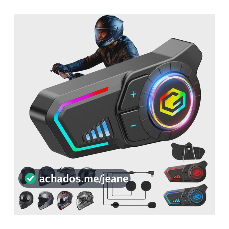 Intercomunicador Gearelec Bluetooth 5.3 Para Capacete de Moto, Com Bateria 1000mAh e À Prova D'Água IP67