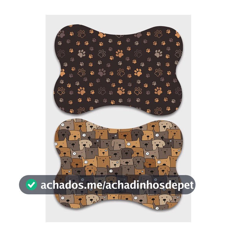 Kit 2 Tapete Pet Comedouro Cão E Gato Antiderrapante 46x31 Marrom-escuro Patinhas E Dogs Marrom
