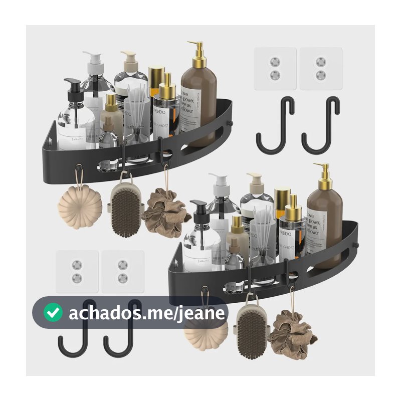 Kit 2 Suporte Porta Shampoo Sabonete Banheiro Adesivo Preto