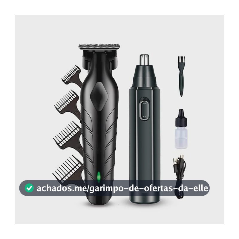Máquina De Corte Acabamento Profissional Com Aparador De Nariz Cabelo Pelo Barbear Maquininha Detalhes Sem Fio Preto Catálogo