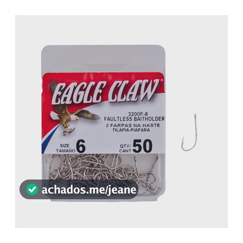 Anzol Eagle Claw 3200f No 6 Dupla Farpa 50un Pesca Caixa