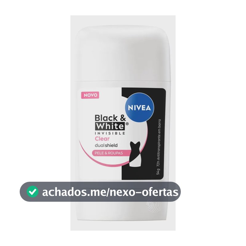 Desodorante Antitranspirante NIVEA Black & White Invisible Clear Proteção 72h Stick 54g