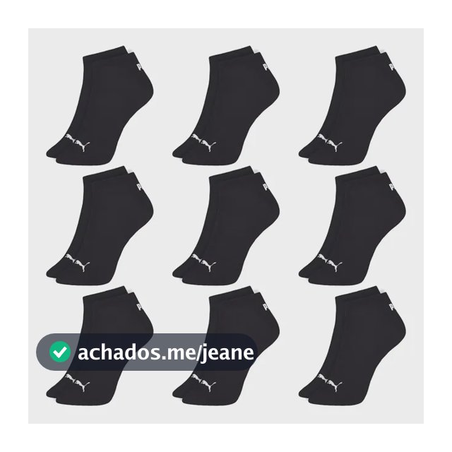 Kit 9 Pares Meias Puma Cano Baixo Soquete Original Fitness
