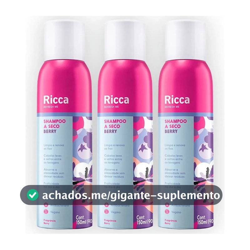 Kit 3 Shampoo A Seco Berries Shakeberry Ricca 150ml
