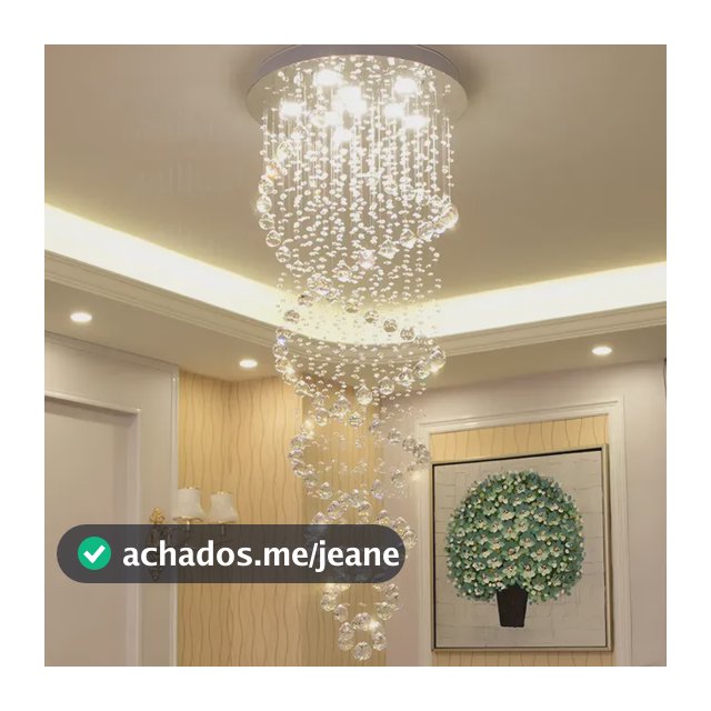Lustre Cristal Verdadeiro Espiral Duplo Pé Direito Alto