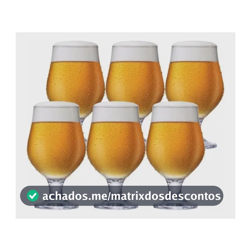 Jogo 6 Taças Cerveja Vidro Cristalino 400ml M&K Home - Bares e Restaurantes
