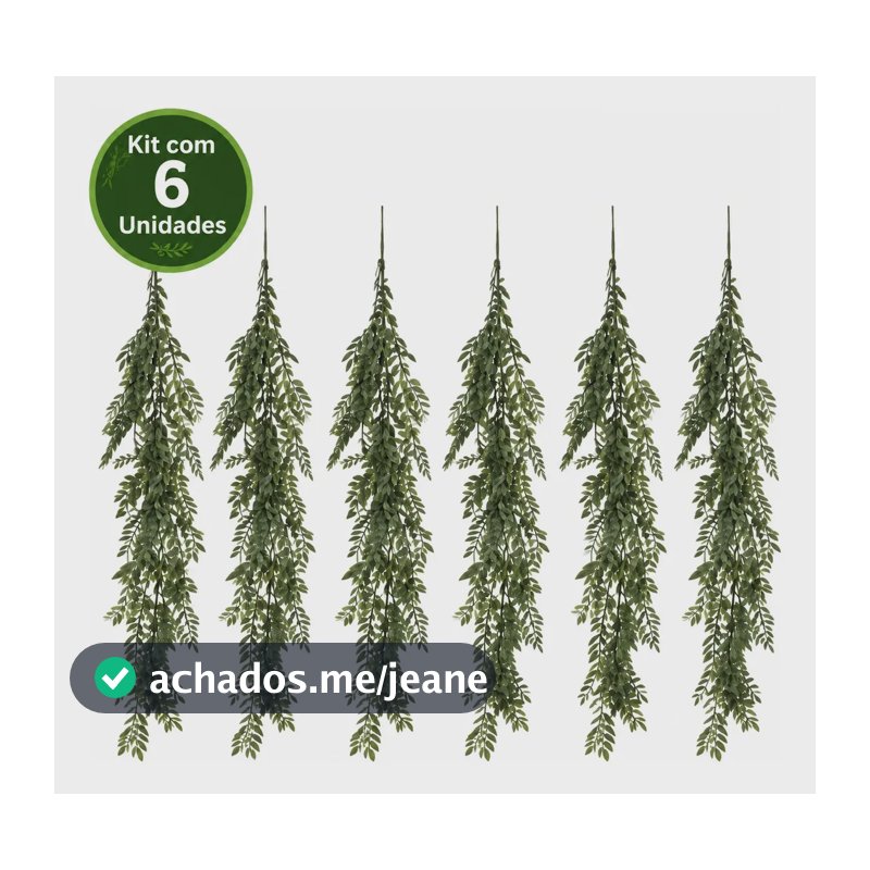 Kit 6 Pendentes Planta Artificial Decoração Folha Pendente De Samambaia Planta Artificial Premium 100 cm