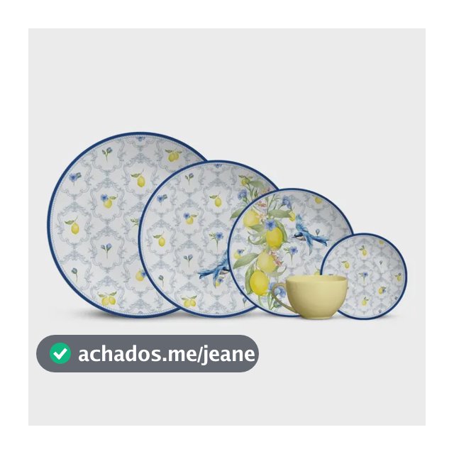 Jogo de Jantar Alleanza Cerâmica Sicília 20 Peças Branco, com Detalhes Floridos e Azul