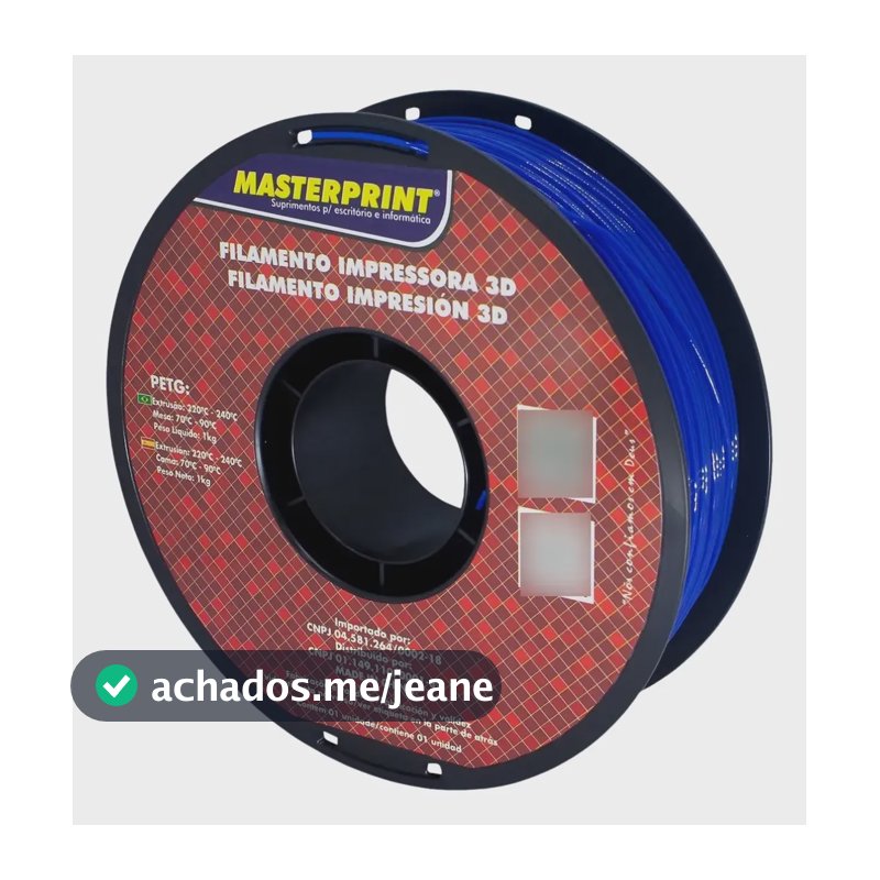 Filamento Petg Masterprint 1kg 1.75mm Azul Translúcido Azul