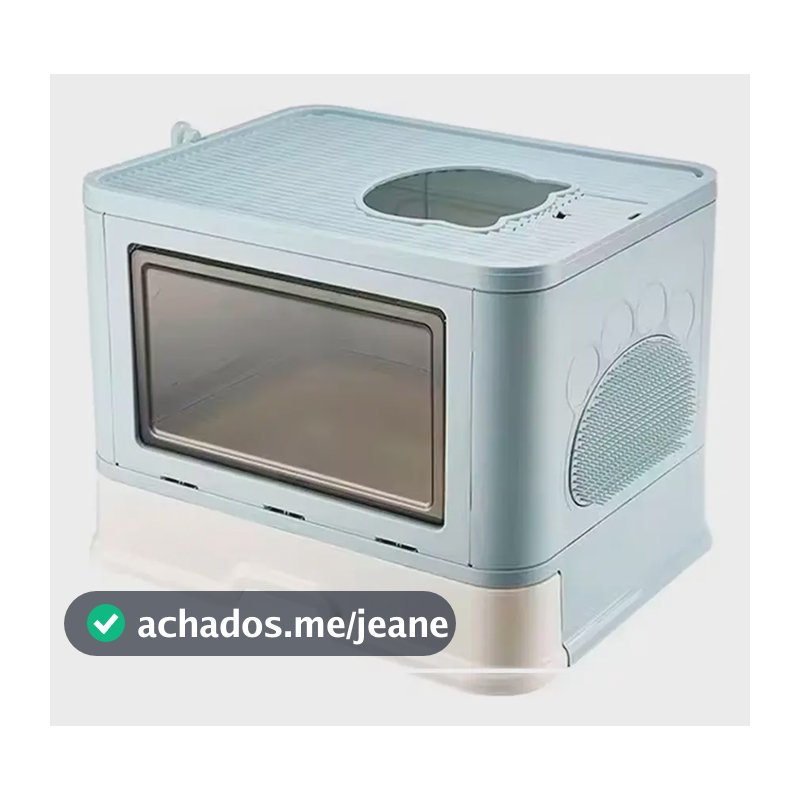 Banheiro Gato Fechado Anti-odor com Coçadinha e Pá Cor Azul