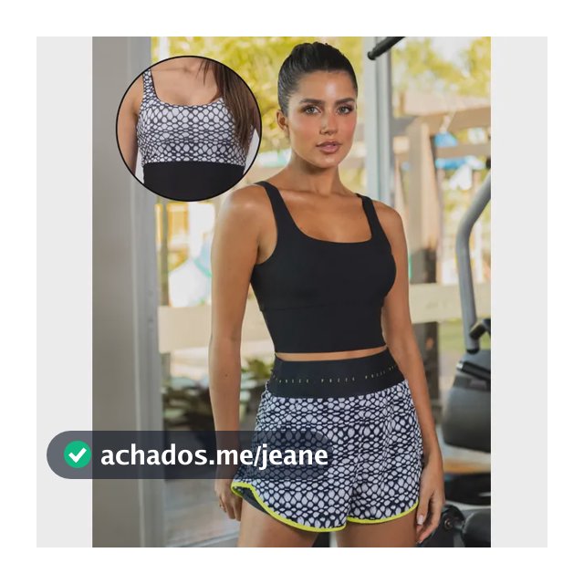 Conjunto Fitness Feminino Short Com Bolso E Top Dupla Face Preto Multicolorido Gg