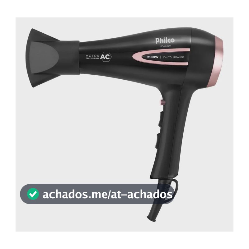 Secador De Cabelos Philco Psa3250 Íons Tourmaline 2100w Cor Preto