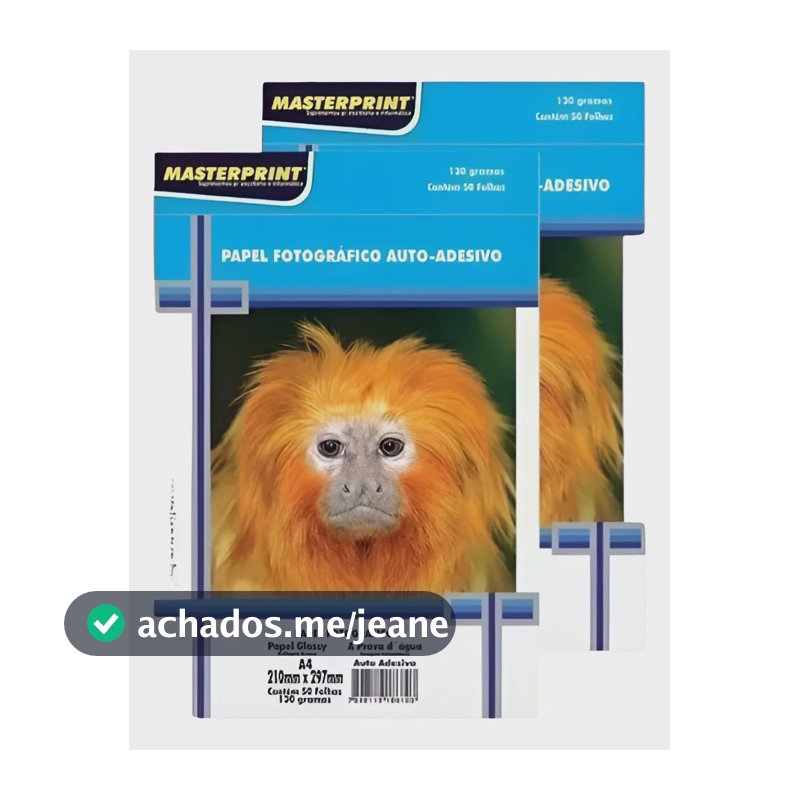 Papel Fotográfico Adesivo A4 Glossy 130g 100 Fls Masterprint Branco