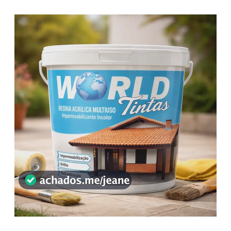 Resina Acrílica Multiuso World Tintas 3,6L Incolor Para Pisos e Telhas