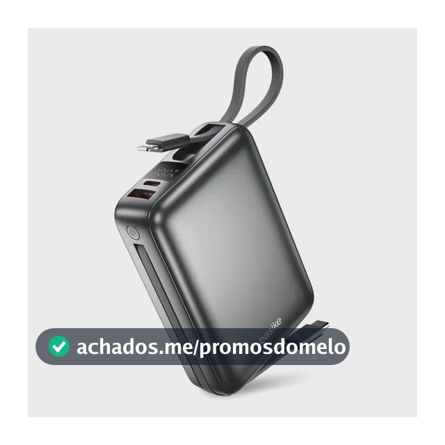 Carregador Portátil Power Bank Basike 20000mAh 22.5W Rápido Cabos Embutidos Tipo C iPhone Samsung