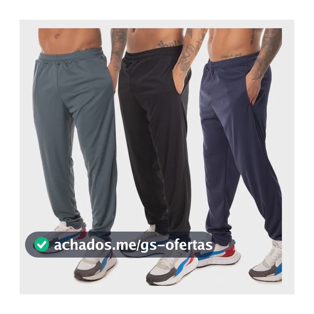 Kit 3 Calça Esportiva Elastano Academia Masculina Treino
