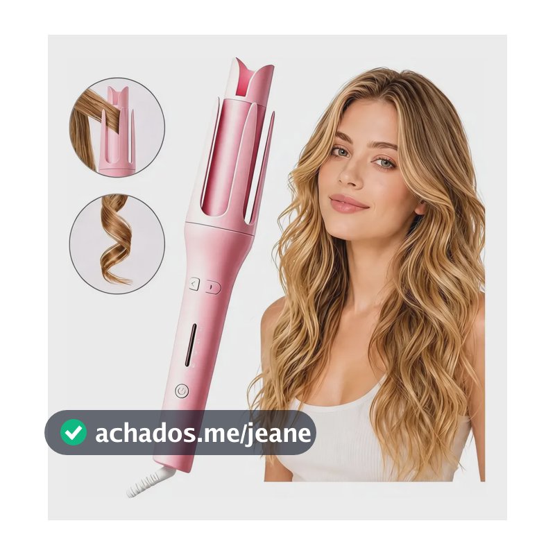 Modelador De Cachos Automático Bivolt Cerâmica 32mm Rosa Rosa