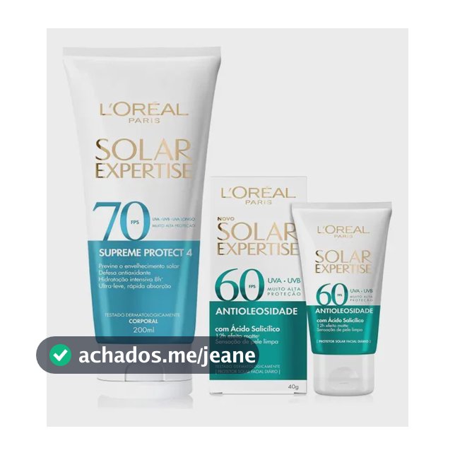 Kit Solar Expertise Corporal & Facial: Proteção Total FPS 70 e Anti-idade + Controle de Oleosidade FPS 60