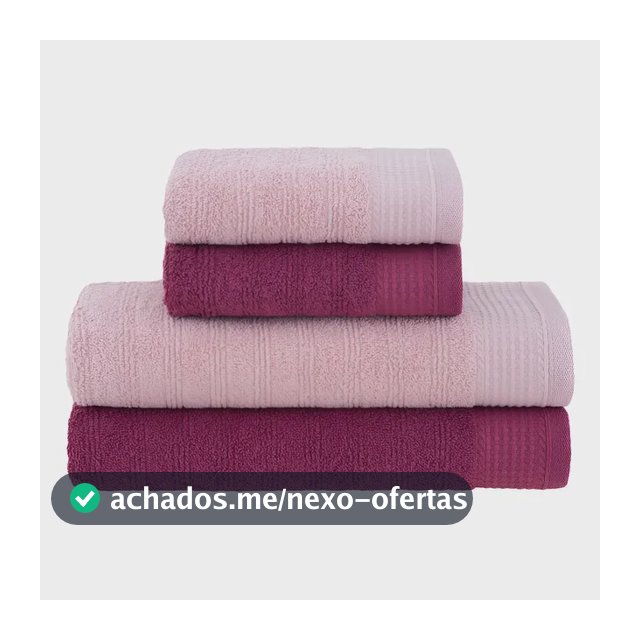 Jogo de toalhas de banho Buddemeyer Brisa 4pçs cor rosa e bordô