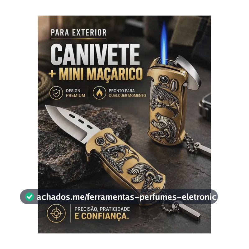 Canivete Isqueiro Maçarico Canivete 4-1 C/ Abridor Funcional Metal