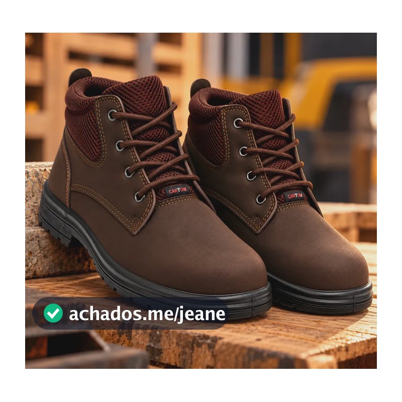 Bota Botina Segurança Nobuck Pvc Ca Epi Coturno Couro Sapato Marrom-escuro 44 Br