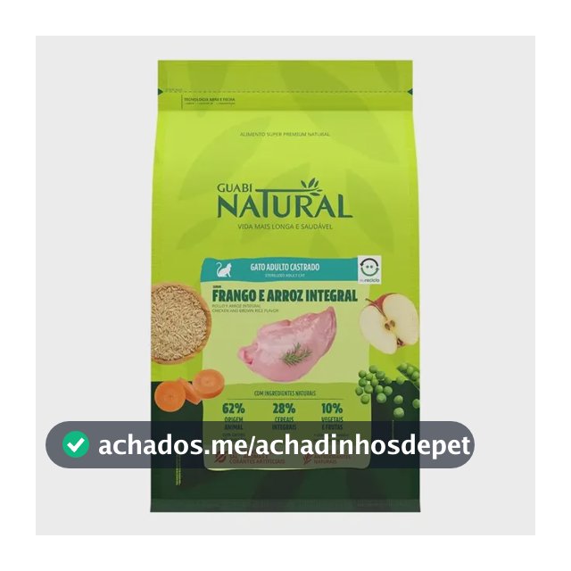 Ração Guabi Natural Gatos Castrados Frango Arros 7,5kg