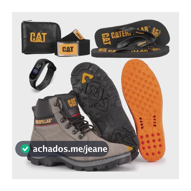 Bota Cat Impermeável Resistente Segurança Trabalho + Brindes