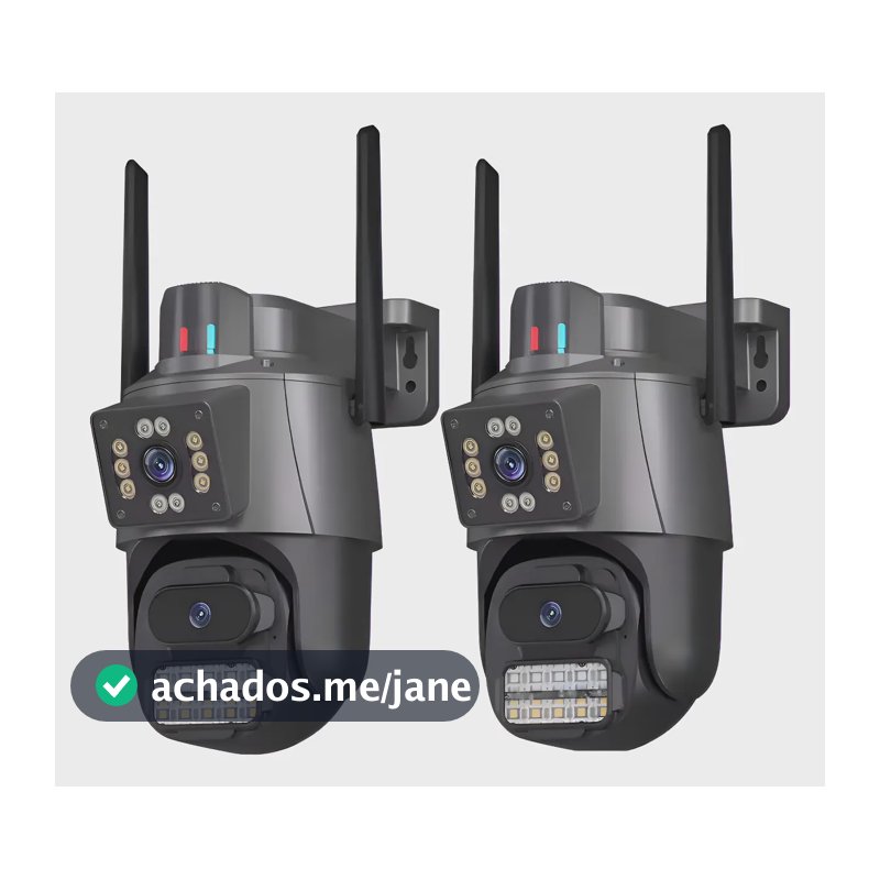 Kit 2 Câmera Segurança Ip App Icsee Lente Dupla Cor Preto