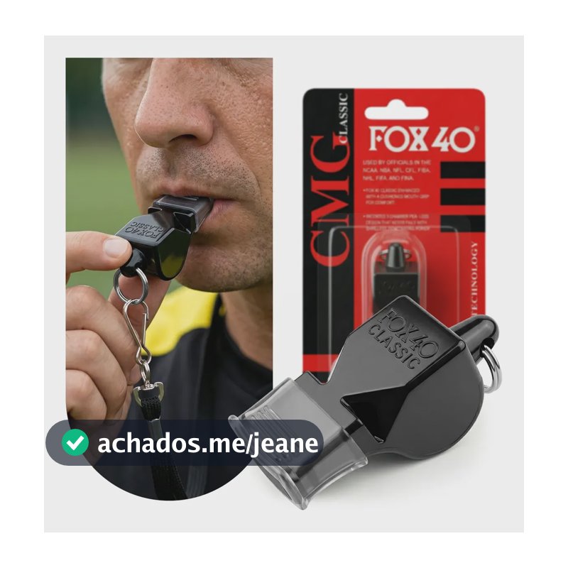 Apito Fox 40 Classic Profissional 115db Cor Preto C/ Cordão Preto