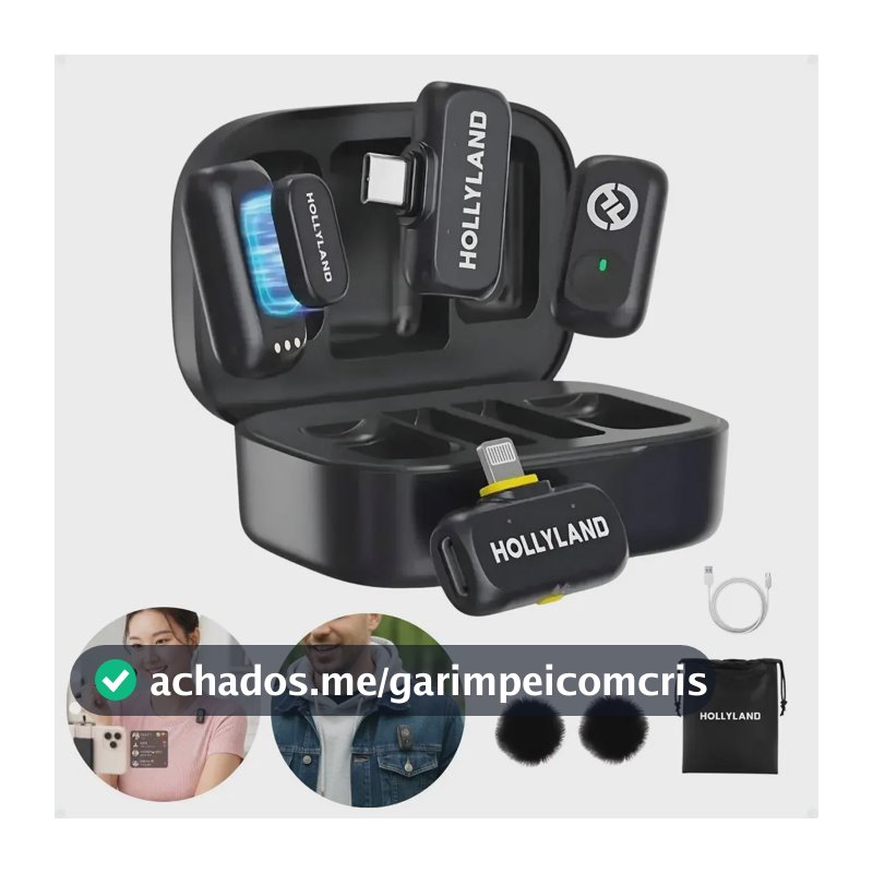 Microfone sem fio Hollyland Lark A1 Combo cor preto