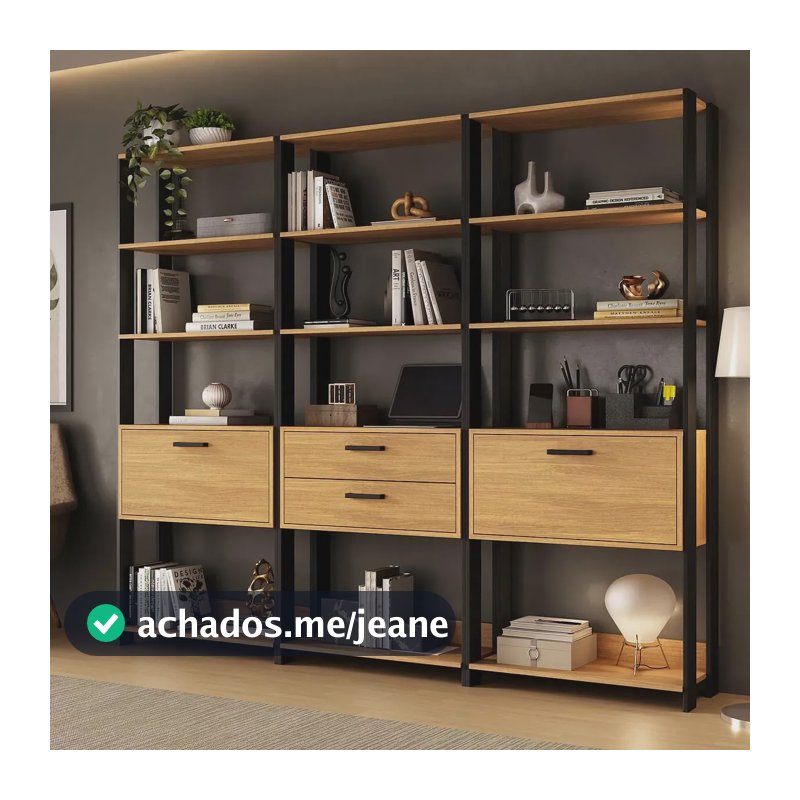 Estante de Escritório Modulada 2 Portas 2 Gavetas 219cm Texas Multimóveis MP6060
