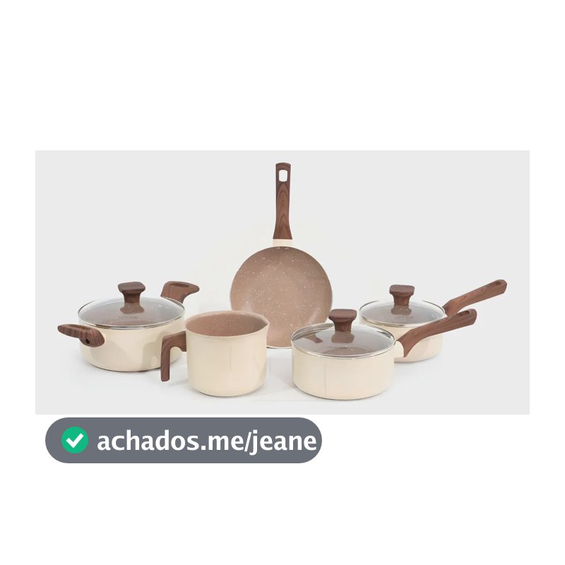 Jogo De Panelas Mimo Style Fundo Triplo Indução 5 Peças Cor Bege