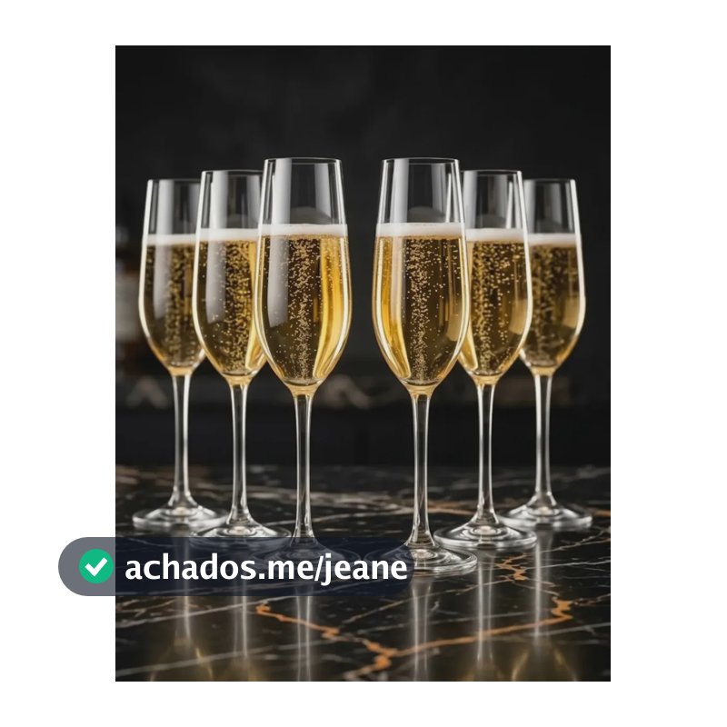 Jogo 6 Taças De Champanhe Espumante Cristal Gastro Colibri Titanium 180ml Pítia