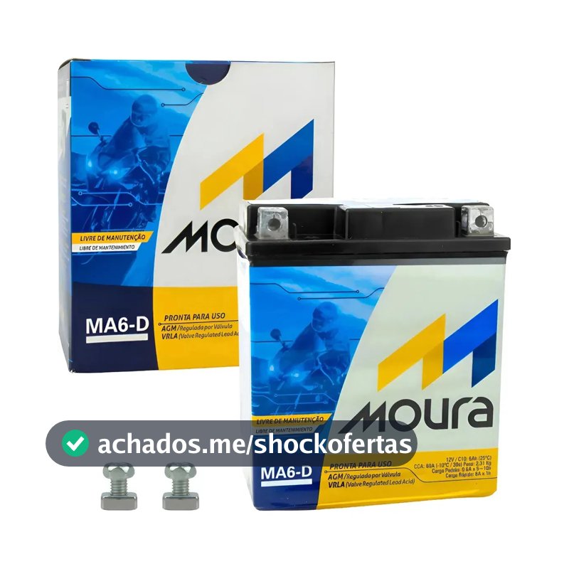 Bateria De Moto Moura Ma6d 6 Amper 6ah Cb Cbr 300 Fazer (Cbx 250 Twister ate 2008)