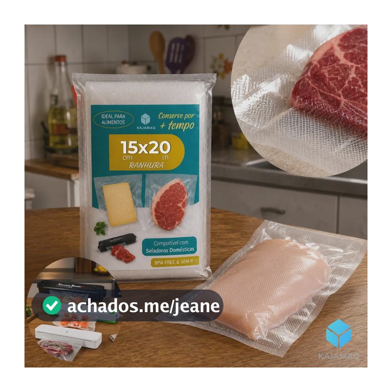 100 Sacos 15x20 Embalagem Ranhuras Gofrada Seladora A Vácuo Saco Reforçado Ranhurado Para Seladora Domestica Kit