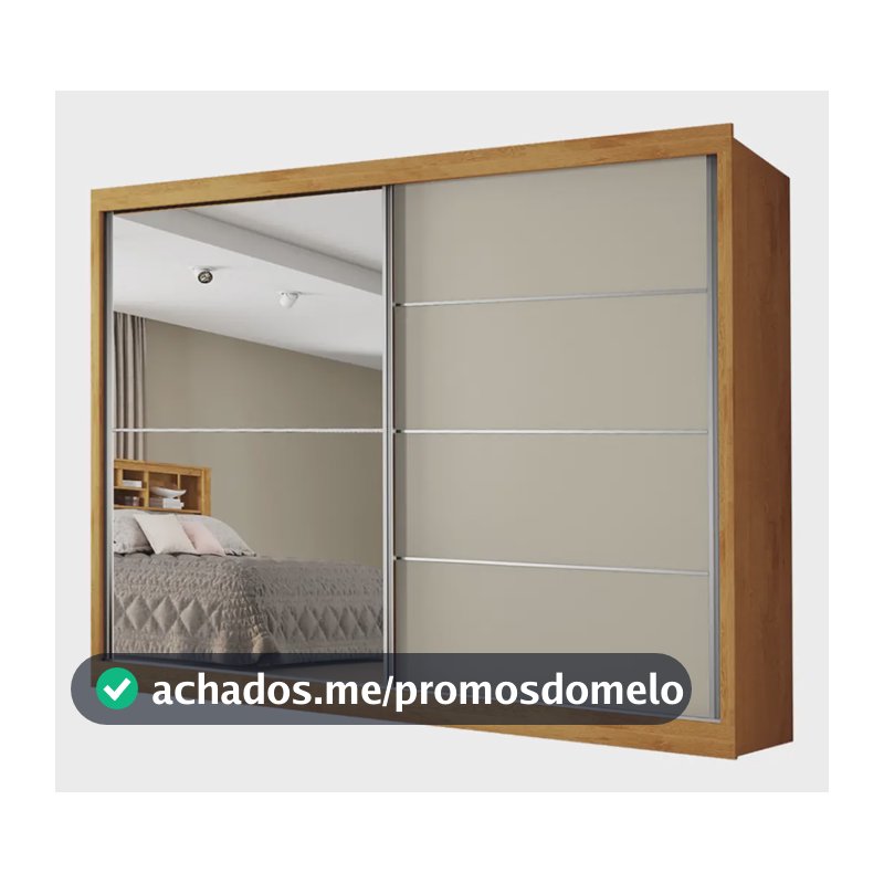 Guarda Roupas Casal 2 Portas Com Espelho 4 Gavetas Austria Madeirado Off White