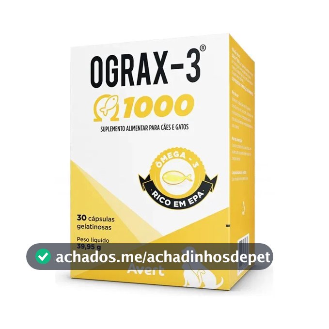 Suplemento Cães Gatos Avert Ograx-3 1000 30 Cápsulas