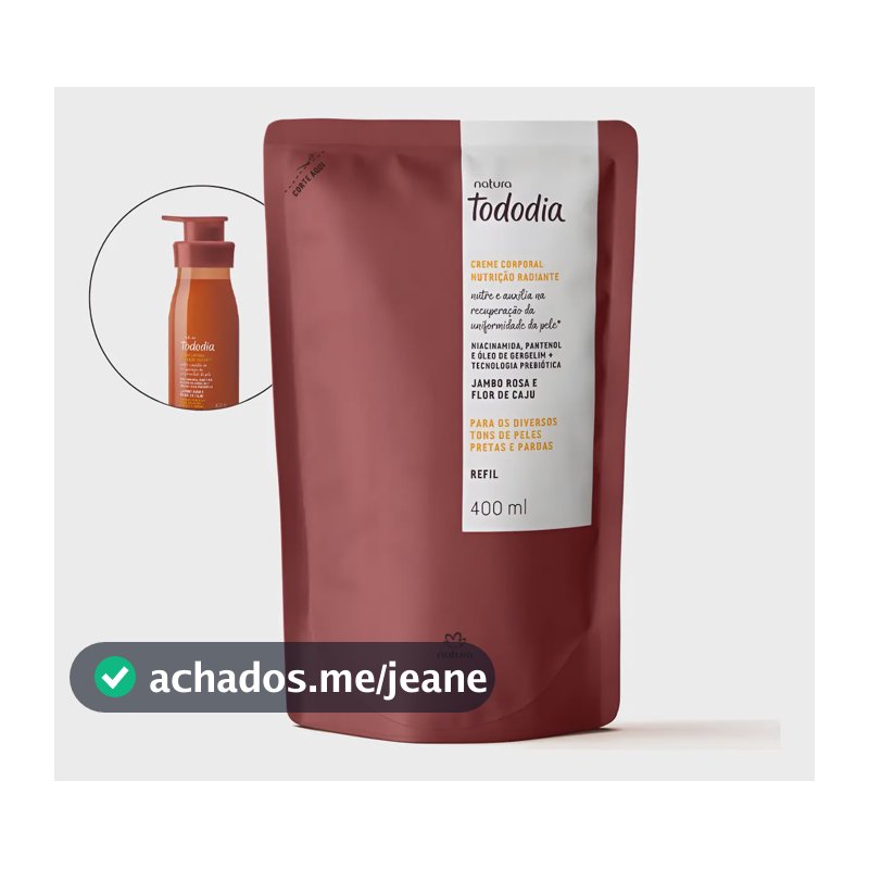 Refil Hidratante Tododia Jambo Rosa Flor De Caju 400ml Fragrância Jambo Rosa e Flor de Caju