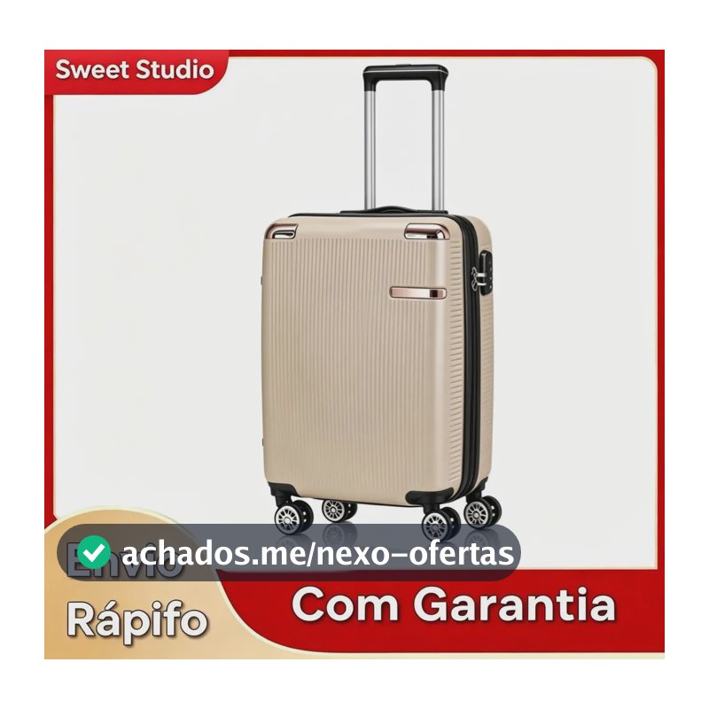 Mala de Bordo Rígida Sweet Studio Dourada com Rodas 360, para Viagem Dourado 2080