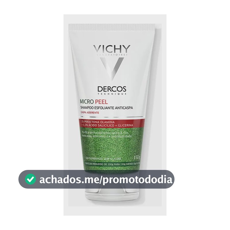 Shampoo Anticaspa Esfoliante Limpeza Profunda Ação Calmante com Ácido Salicílico e Piroctona Olamina Dercos Micro Peel Vichy, 150ml