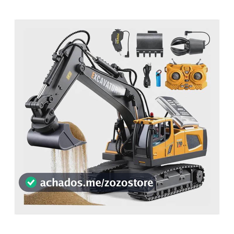 Escavadeira De Controle Remoto 3 Em 1 Com Uma Bateria Amarelo