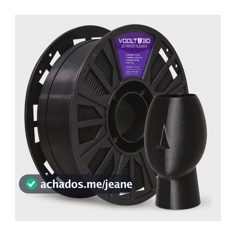 Filamento Petg HF Preto 1kg Impressão Fabricação Nacional Voolt3D