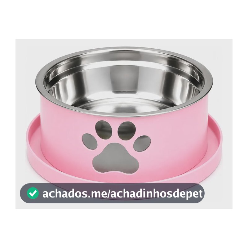 Comedouro Pet Anti Formigas Com Pote Inox Removível Para Cac 12v Rosa