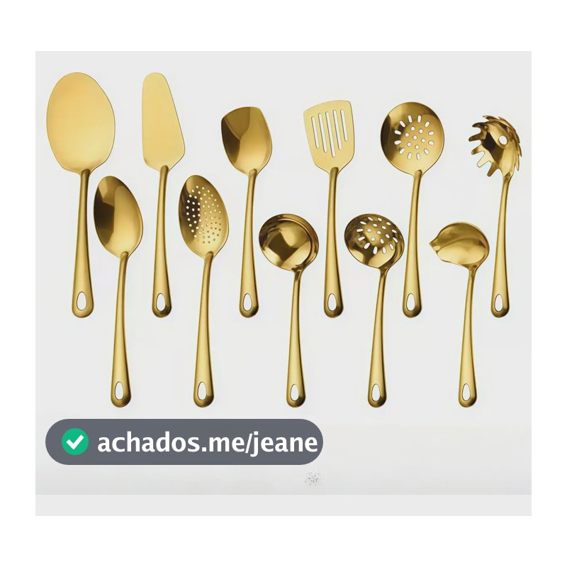 Kit 11 Peças Utensílios De Cozinha Aço Inoxidável Dourado Dourado
