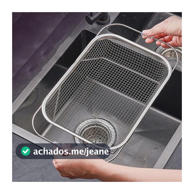 Escorredor Pia Peneira Para Alimentos Em Aço Inox Extensível Prateado