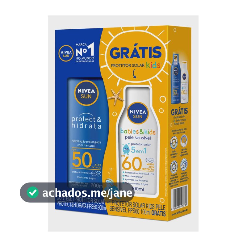 Kit Protetor Nivea Adulto Fps50 200ml + Kids Fps60 100ml