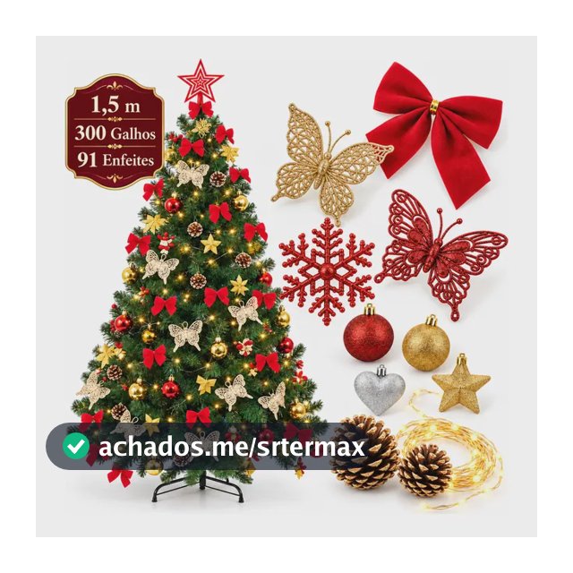 Árvore De Natal Decorada 1,5m Pinheiro Cheia 150cm Enfeitada