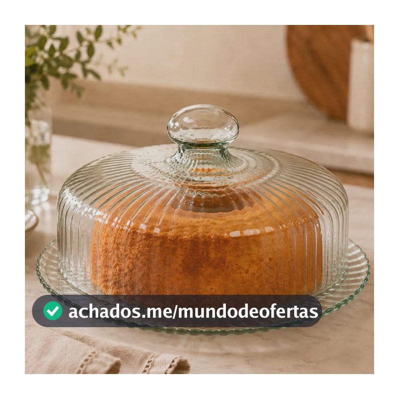 Boleira De Vidro Com Tampa Porta Bolo Transparente 23cm Transparente