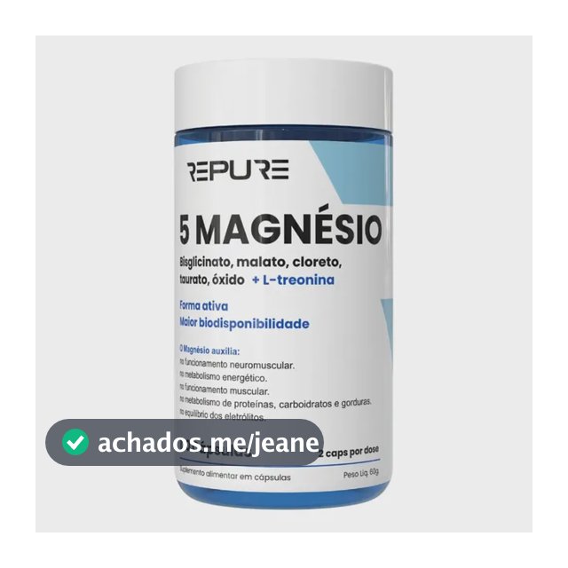 Magnésio Plus Quelato + Dimalato + Treonato + Taurato + Cloreto - Alta Absorção. Formula Avançada Com 5 Fontes - 120 Cápsulas